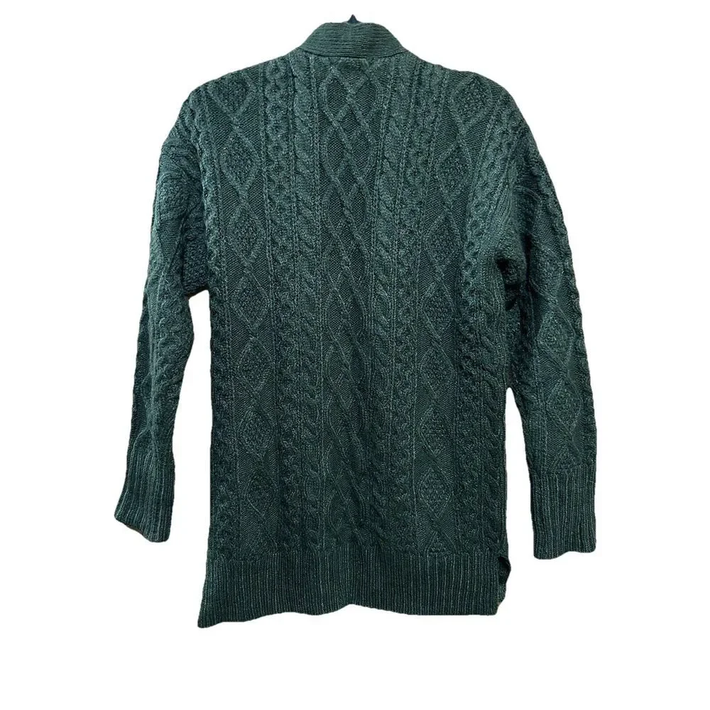 Design History Women's Cable  Knit Green Oversized Cardigan‎ Size XS EUC